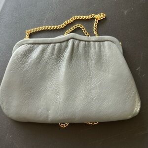 Vintage Ande' Gray Pleated Clutch with‎ Chain Strap